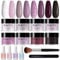 Dipping Powder Nails Set, Aokitec 14Pcs Dip Pulver Nagel Starter Kit 8 Farben Dipping Powder Acryl Nail Puder Glitzer mit Aktivator Basis-/Decklack für Nails Art Maniküre DIY Salon