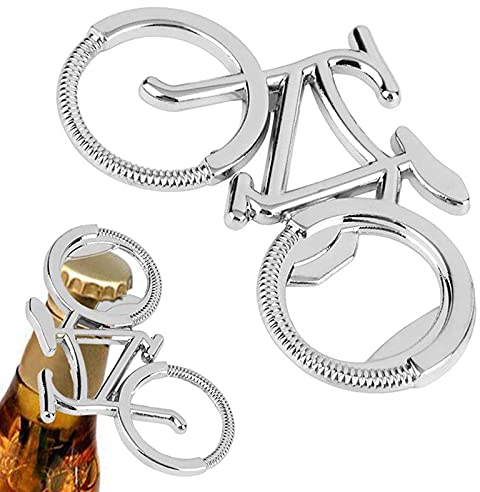 Décapsuleur Porte Clé, Ouvre Bouteille en Forme de Vélo Rétro, Tire-Bouchon Innovante Cadeau pour Bar Fête Mariage Souvenirs, Mini Polyvalent Ouvreur Porte-clés (Argent)