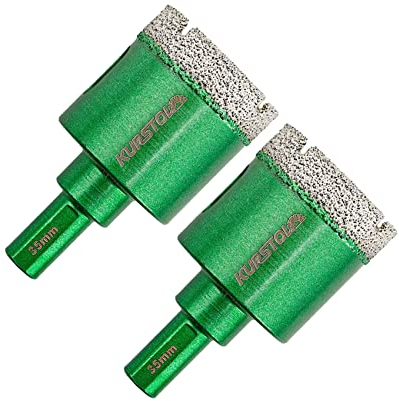 KURSTOL Forets Diamant Boîte - 2pcs 35MM Trepan Carrelage Diamant Tige Triangle Scie Cloche Diamant pour Perçage à sec en Porcelaine Carrelage Granit Marbre