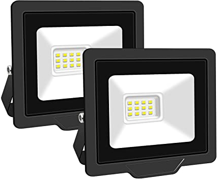 PICAA Focos LED Exterior 2 Pcs, 10W IP66 Impermeable Foco Proyector LED, 3500K Blanco cálido Floodlight para Casa, Garaje, Patio, Terraza, Campo