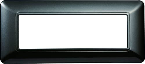 PLACCA IN TECNOPOLIMERO COMPATIBILE CON SERIE BTICINO MATIX 2-3-4-6 MODULI COLORI ASSORTITI (6 MODULI, ACCIAIO SCURO)