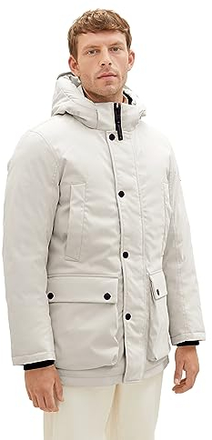 TOM TAILOR Herren 1037347 Arctic Winterpaka mit Abnehmbarer Kapuze, 26199-beige Alfalfa, L