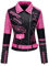 Giolshon Femmes Similicuir Veste Clous Rivets Floral Moto Court Revers Blousons 0376 Rose L