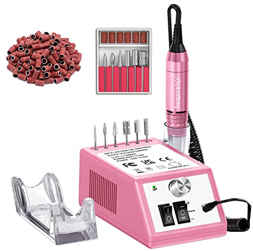 Nail Drill Machine,30000 RPM Electric Nail Files Professional, Portable Electric Manicure Drill for Acrylic Nail Gel Nails Drill Kit for Beauty Salon and Home Use(Pink)