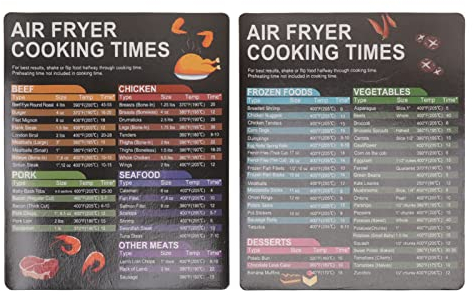 Feuille de Triche Magnétique des Temps de Cuisson de la Friteuse à Air, 8 X 6,3 Pouces Ensemble de Feuille de Triche Magnétique pour Friteuse à Air, Guide de Référence Rapide