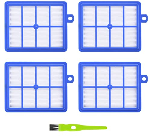 Lot de 4 filtres HEPA de rechange pour aspirateurs AEG AEF12, AEF13W, AFS1W Allergy Plus/Electrolux/Tornado/Volta, HEPA 13 pour aspirateur Philips FC8038/01