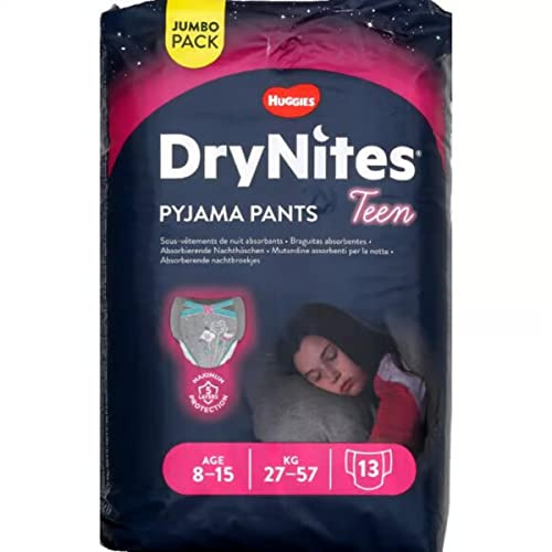 DRYNITES Mädchen-Slips, 8-15 Jahre, 27-57 kg, Packung mit 16 Stück