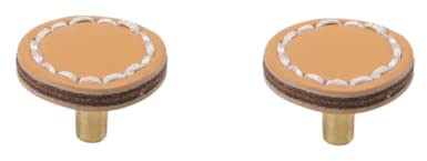 PILYON Küchengriff Door Knob 2 Stück Handgefertigtes Leder, Rund, Quadratisch, Einlochgriff, Cartoon-Farbe, Schrank, Kleiderschrank, Schublade, Truhe, Rund, Gelb, L33 X H23 Mm
