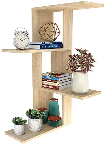 KUBUTKU Eckregal Wandregal Hängeregal 85x47x21 cm Mordern Design Deko Regal Schweberegal für Wohnzimmer Schlafzimmer Büro und Küche (Sonoma Eiche)