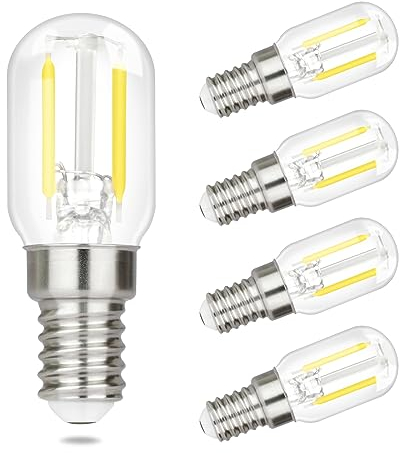 GBLY 4er pack E14 LED Kaltweiß Glühbirne: Vintage LED Lampen T22 Retro Birne 2W 6000K Edison Leuchtmittel E14 Fassung Bulb Kühlschranklampe Energiesparlampe Ersatz Halogenlampen - Nicht Dimmbar