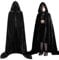 Bluelves Schwarzer Umhang mit Kapuze,110cm Halloween Vampir Cape Schwarz,Mittelalter Darth Vader Umhang für Kinder,Umhang Unisex für Halloween Karneval Cosplay