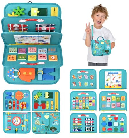 Busy Board Montessori Toys For 3 4 5 6 7 8 Year Old Girls Boys Sensory Toys For Toddlers Preschool Educational Learning Toys Activity Board For Fine Motor Skills Kids Gifts Airplane Car Toys
