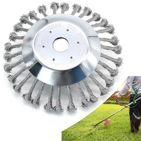 Cepillo para Desbrozadora, 200 x 25,4mm Redondo Cabezal de Cortadora de Césped, Disco de Cabezal de Cepillo de Recortadora para Limpieza de Malezas, Musgo
