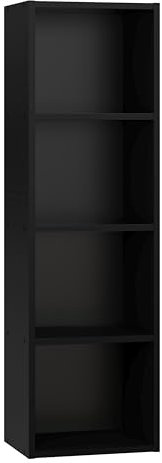 Panana 2-6 Tier Cube Bookcase, Wooden Book Shelving Freestanding Storage Unit Open Shelf For Home Office Display (Black, 4 Tier)