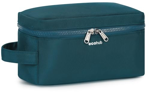 ECOHUB Trousse de Toilette Homme, Voyage Accessoires Multifonction Trousse de Voyage Imperméable Séparation Humide et Sèche Recyclée Trousses de Toilette Vanity Homme, Brevet en Cours(Vert)