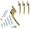 FixRello Maniglia universale per finestra in uPVC, con serratura, ambidestra, multi-mandrino, oro (confezione da 4)