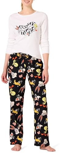 Amazon Essentials Damen Schlaf-Set leichte Flanellhose und langärmeliges-T-Shirt