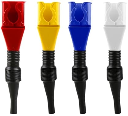 Tabanzhe 4 PCS Flexible Draining Tool Snap Funnel Set - Universal Collapsible Oil Funnel with Plastic Clasp, Spill-Free and Hands-Free Large Funnels for Motorcycle, Car, Oil, Gasoline