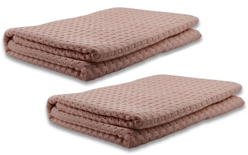 AGA.PIE 2er Set Bambus Lyocell Badetücher - Puder, 70x140 cm, Bio Oeko-Tex 100, mit Bio Baumwolle, Nachhaltig, Waffelpique - Handtücher, Badehandtücher, Duschhandtücher, Duschtuch - 2 Stück