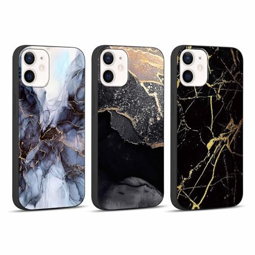 Foonary 3 Pack Print Phone Case Compatible with iPhone 11 6.1, Ultra Slim Fit Soft Silicone with Marble Design Aesthetics Pattern, Shockproof Bumper Protector Black Matte Cover