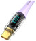 P4Y USB-C to USB-C cable for PD100W fast charging and 480 Mbps data transfer with digital display Materials: Aluminium alloy + PVC + braided cable Shadow series 2m purple US-SJ591