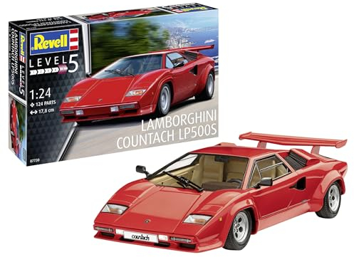 Revell Modellbausatz Lamborghini Countach LP500S - Detaillierter Zwölfzylinder-Motor - Bewegliche Motorhaube für authentischen Look - Inklusive Abziehbilder zur individuellen Gestaltung