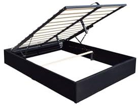 Nuits D'or Solide Lit Coffre Noir pour Matelas 180x200 cm - 14 Lattes - Manon + Pieds - Montage Rapide et Facile - revetement PVC Simili Facile d'entretien