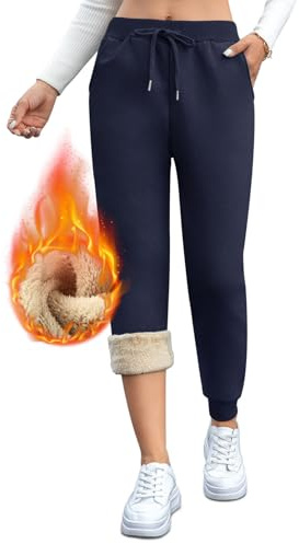 Aisprts Pantaloni Tuta Donna, Pantaloni Termici Invernali da Donna, Pantaloni in Pile Ispessito Pantaloni Felpati Donna con 2 Tasche, Elastico in Vita, Coulisse