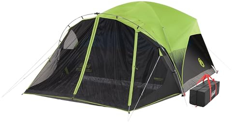 Coleman Carlsbad Dark Room Tent with Screened Porch 4/6 Person Tent Blocks 90% of Sunlight to Keep Inside Cool Weatherproof with Easy Setup Made of PFAS-Free Materials