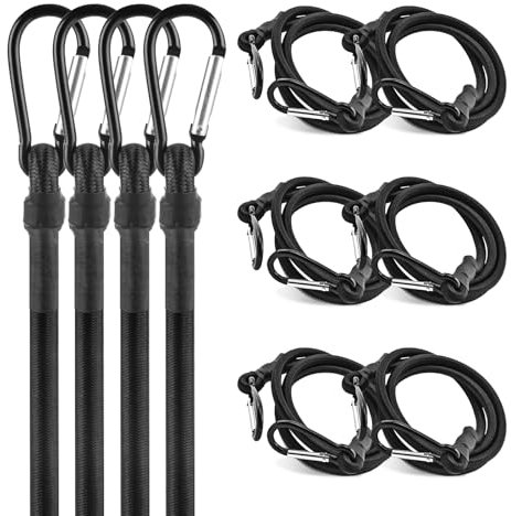 LOPYXBR 10 Stück Spanngummi mit Karabiner 100 cm Gummispanner mit Kaken Schwarz Gummiband mit Haken Latex Spannseil mit Haken für Camping Gepäck Reisen Tarps Auto Ladung