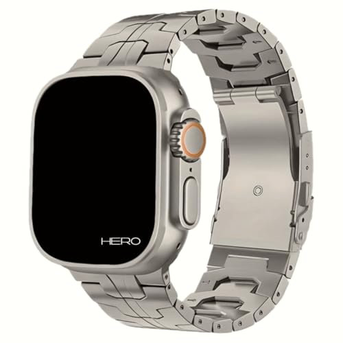 Hero Premium Titan für Apple Watch Ultra 2 Armband Titan I Ultra I SE I 10 I 9 I 8 I Sicherheitsschließe für Apple Watch 10 Armband auch für alle Serien (42 I 44 I 45 I 46 I 49 mm)