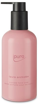 ipuro Classic ORCHIDÉE - Sapone liquido vegano, 250 ml, con limone, pesca e violetta, profumo floreale fruttato, dermatologicamente testato, dispenser di sapone rosa, sapone liquido delicato per le
