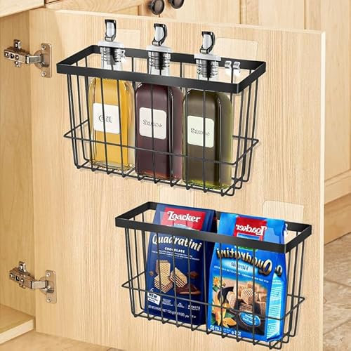 Pavlleen 2 Piezas Cajas organizadoras Autoadhesivas de Pared,Caja De Almacenamiento De Puerta De Cocina, para gabinete,baño,refrigerador,Organizador de Objetos pequeños