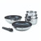 LAGUIOLE, Set de cuisine 6 pièces en acier inoxydable avec revêtement céramique antiadhésif, compatible tous feux, poignée amovible, dimensions variées, 16x7,5 cm, Argent