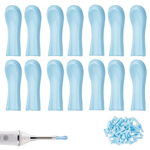 75PCS Ear Camera Replacement Tips Blue Ear Spoon Tips Silicone Otoscope Replacement for Smartbud Ear Cleaner Tips for Ear Camera Earwax Family Health Cleaning Accessories (4X12 MM)