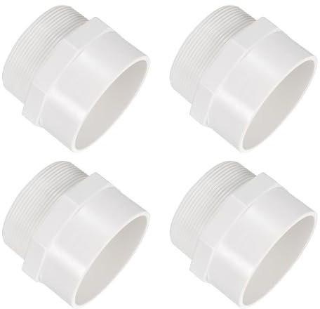 QUARKZMAN 4 Pcs Union PVC Raccord De Tuyau 2.5 Adaptateur Mâle Fileté Connecteur De Tuyau Adaptateurs De Vidange D'évier pour Connecter des Tuyaux, Blanc