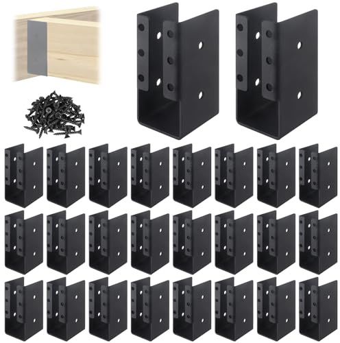 WENHUALI 5,1 x 10,2 cm verdeckte Stahlbalkenaufhänger, 24 Stück Kleiderbügel mit Schrauben für Balken, Schaukeln, Handläufe, Zäune