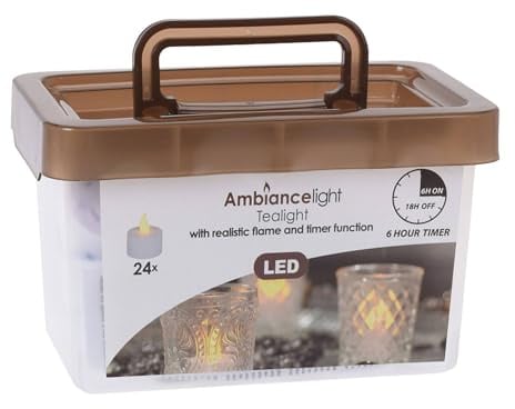 Set mit 24 LED-Teelichtern in warmweiß, flackernd, Ø 3,8 x 1,8 cm, inklusive Batterie