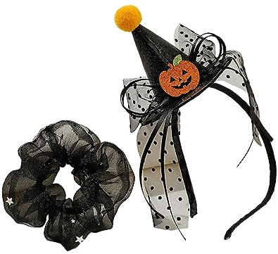 Halloween-Kopfschmuck, Haargummi, Stirnband, Kürbis-Glitzer, Haarband, Haarreif, starker Halt, Haarnadel für Mädchen, Halloween-Stirnbänder für Damen, Großpackung