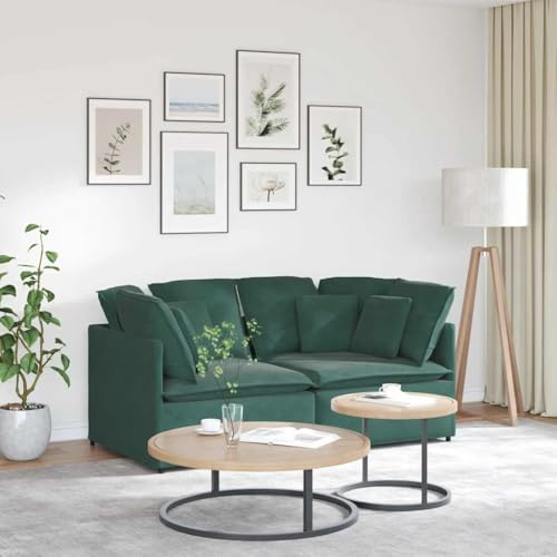 Fangmaliuyun Ecksofa Samt Dunkelgrün 200x100x64 cm, 2-Sitzer Metallgestell, 8 Kissen, Wohnzimmer Büro