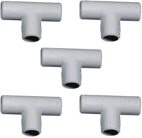 Set 5 pezzi - Derivazione a T Ispezionabile Diametro 16mm Giunto Apribile per Tubi Protezione IP40 - Grigio