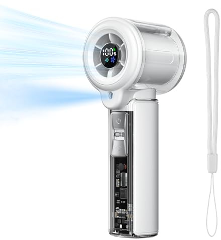 COKUNST Tragbarer Handventilator mit Wasser, für Zuhause, Büro, Reisen | Leistungsstarker Mini Camping Ventilator Sprühnebel, USB-C Wiederaufladbarer, mit LED-Anzeige