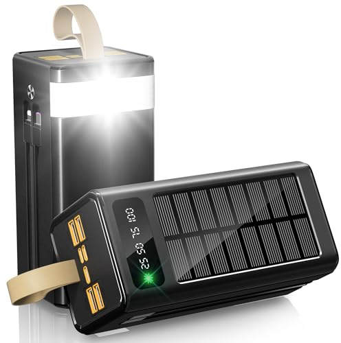 IKHDCYH 90000mAh Solar Charger 35W Rapide sans Fil Camping Voyage | Haute capacité, résistant à l'eau, avec lampe de poche intégrée, compatible tous appareils électroniques