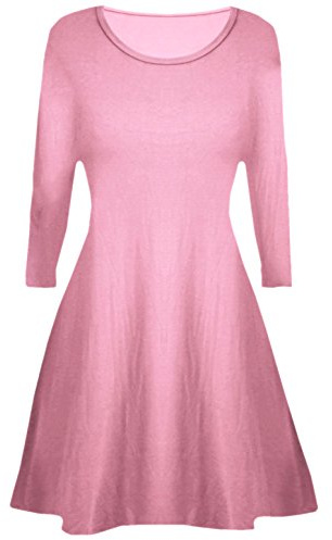 Girls Plain Long Sleeves Flare Franki A Line Mini Skater Swing Dress Top Kid Colour: Tea Pink - Size: 11-12 Years