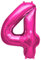 ballonfritz® Ballon Zahl 4 in Pink - XXL 40/102cm - Folienballons für Luft oder Helium als Geburtstag, Jubiläum, Hochzeit oder Abschluss Geschenk, Party Dekoration oder Überraschung