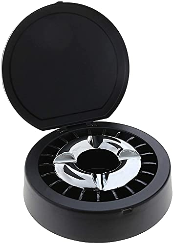 Aschenbecher mit Sterneinsatz und Deckel aus Metall in schwarz matt silber