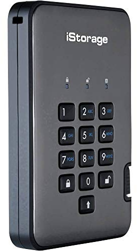 iStorage diskAshur PRO2 HDD 5 To - Disque dur sécurisé - Certifié FIPS niveau 2 - Protégé par mot de passe - Résistant à la poussière et à l'eau