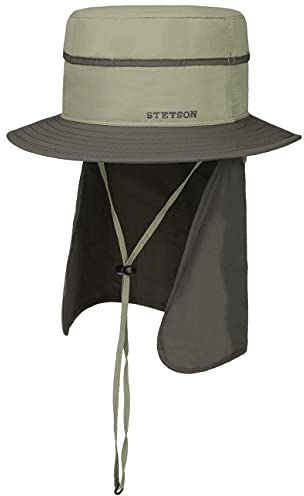 Stetson Supplex Bucket Nylonhut - Zweifarbiger Hut - Faltbar - Reisehut mit UV-Schutz 40+ - Outdoorhut - Herren - Frühjahr bis Winter Oliv S (54-55 cm)