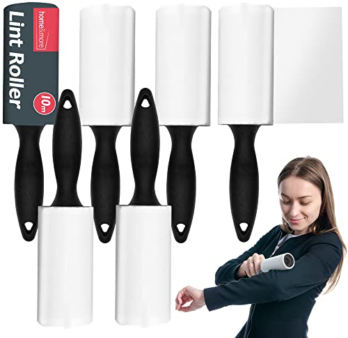 SOL 6pk 10m Lint Rollers with 396 Sticky Sheets & Handle Each - Lint Remover for Pet Hair, Carpet & Clothing, 10m Sticky Roller with Easy Tear-to Tear Sheets for Quick & Easy Cleaning
