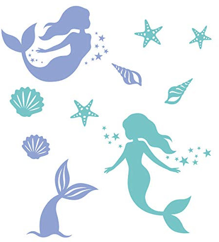Muralo Wandtattoo Set Meerjungfrau, Muschel, Sterne, Seesterne - 50x100 cm